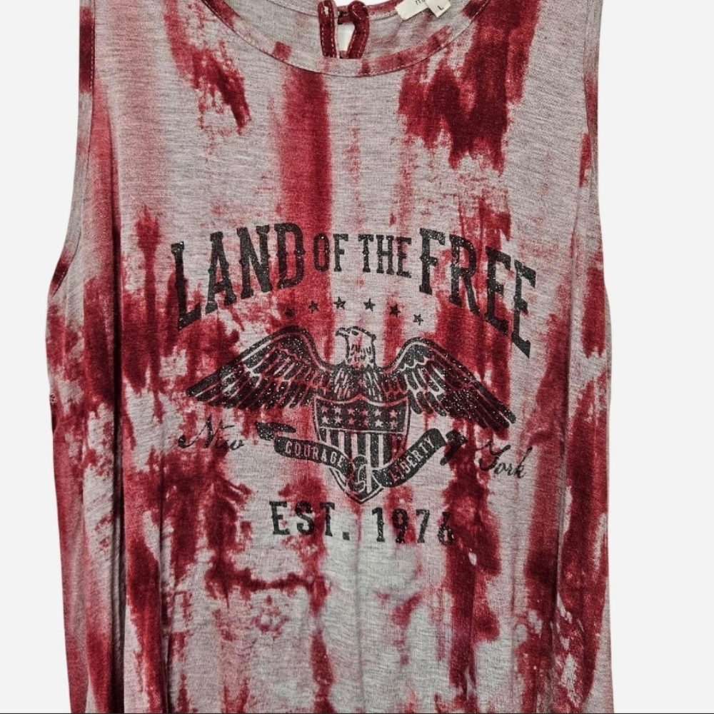 Maurices Tie Dye "Land of the Free" Tank Top Women's Size Large - Picture 3 of 8